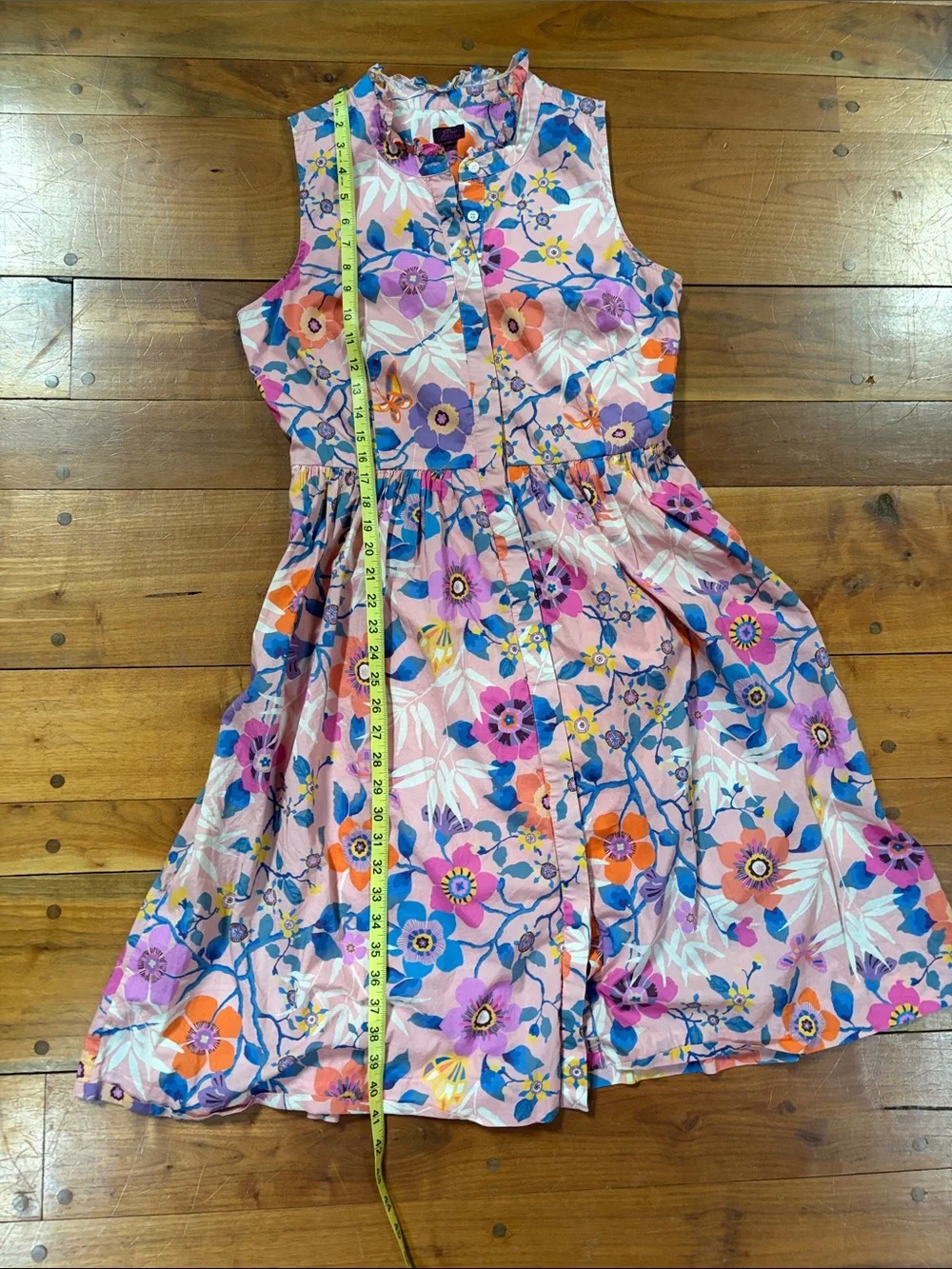 J. Crew Pink Floral Sleeveless Button-Front Cocktail Dress